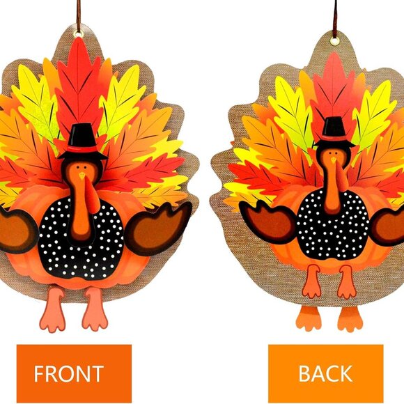 Thanksgiving Decorations 3D Turkey Decor Door Hanger - Picture 5 of 7